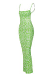 Women's Sweet Floral Print Low Back Thin Straps Slinky Dress