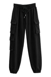 Women's Casual Mid-Rise Cargo Pocket Drawstring Sweatpants