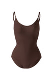 Women's Solid Color Straps Low Back Bodycon Bodysuit