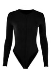 Women's Sport Crew Neck Invisible Zipper Long Sleeve Workout Shaping Bodysuit