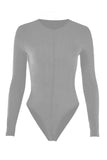 Women's Sport Crew Neck Invisible Zipper Long Sleeve Workout Shaping Bodysuit