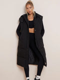 Versatile Solid Color Sleeveless Hooded Zip-Up Down Vest