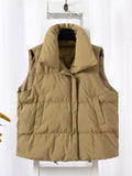 Trendy Warm Stand Collar Sleeveless Zipper Side Pocket Vest