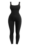 Women's Solid Color U Neck Seamless Shaping Jumpsuit