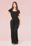 Women's Trendy Square Neck Shaping Bodysuit &amp; High Waist Wide Leg Trousers Co-ord