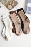 Unisex Casual Cotton 6-Pack Solid Color Ribbed Crew Mid-Calf Socks
