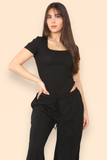 Women's Trendy Square Neck Shaping Bodysuit &amp; High Waist Wide Leg Trousers Co-ord