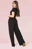 Women's Trendy Square Neck Shaping Bodysuit &amp; High Waist Wide Leg Trousers Co-ord