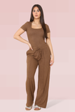 Women's Trendy Square Neck Shaping Bodysuit &amp; High Waist Wide Leg Trousers Co-ord