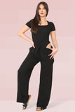 Women's Trendy Square Neck Shaping Bodysuit &amp; High Waist Wide Leg Trousers Co-ord