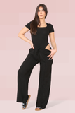 Women's Trendy Square Neck Shaping Bodysuit &amp; High Waist Wide Leg Trousers Co-ord