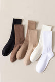 Unisex Casual Cotton 6-Pack Solid Color Ribbed Crew Mid-Calf Socks