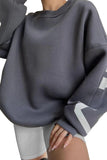 Women's Casual Color Matching Crew Neck Letter Print Jumper